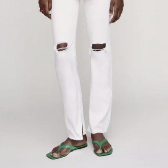 Zara Z1975 FLARED RIPPED SLIM FIT JEANS P07 - Picture 2 of 10